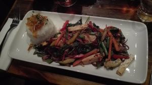 Vegan, vegetables, tofu and rice at Quay Street Kitchen in Galway