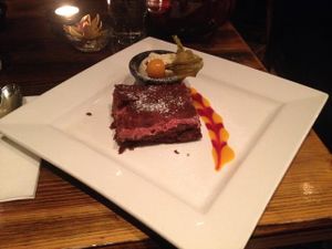Chocolate Raspberry Desert (vegan) - made with sweet potatoes at Quay Street Kitchen in Galway