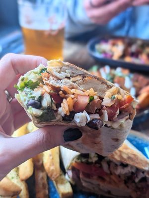 Vegan chicken burrito at Common Bar & Kitchen in Blackpool