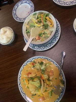 Green and panang curries  at Thai In Town in Myrtle Beach