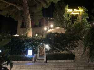 The entrance to the restaurant   at Pizzeria Villa Zuccaro in Taormina
