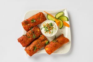 Paneer Pakora:
Pieces of coated cheeses fried in oil. at Tandoor King Indian Restaurant in Karlovy Vary