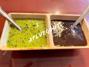 Dips for samosas   at Moon Indian Cuisine in Atlanta