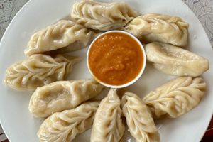 Vegan momos  at Sherpa Cafe in Salida