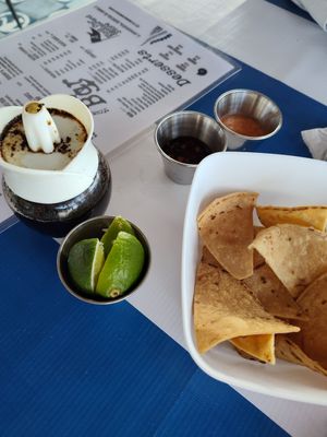 Delicious chips and house made sauces at El Marinero Borracho in San Jose Del Cabo