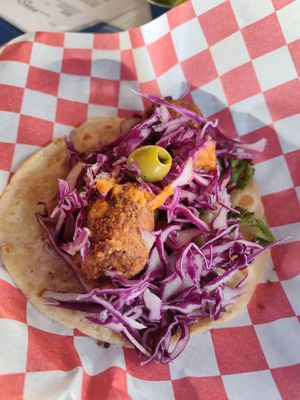 Palmcito-stuffed falafel taco at El Marinero Borracho in San Jose Del Cabo