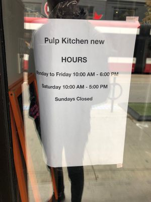 working hours at Pulp Kitchen in Toronto