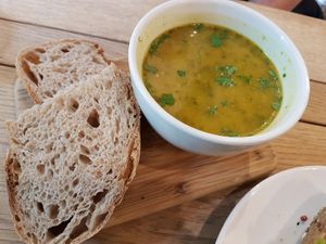 soup and bread at De Veldkeuken in Bunnik