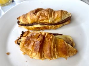Bacon and cheese croissants (breakfast option)  at The Miggi Vegan Guesthouse in Paignton