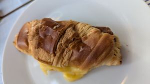 Bacon & cheese breakfast croissant at The Miggi Vegan Guesthouse in Paignton