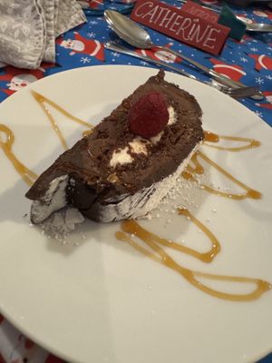 Yule Log with lemon cream fillingg  at The Miggi Vegan Guesthouse in Paignton