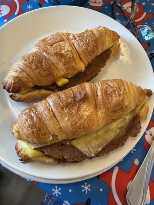Cheeze and fakon croissants for breakfast   at The Miggi Vegan Guesthouse in Paignton