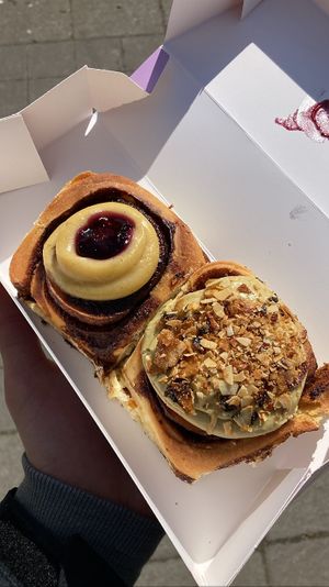 Two rolls: blueberry vanilla and nut roll   at Have A Roll in Brussels