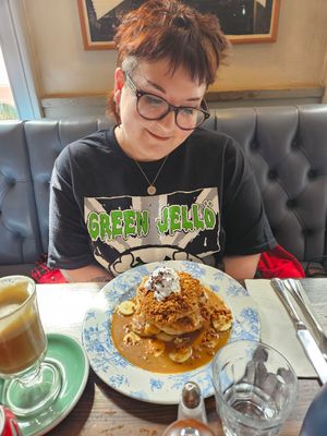 Biscoff pancakes made vegan at Bill's in Leeds
