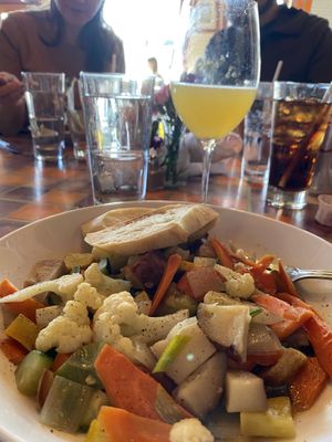 Vegetable Hash with Smoked Onion Broth  at Barbette in Minneapolis