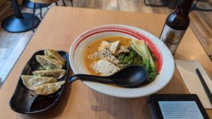 Vegan miso raman & vegetable gyoza at Maki & Ramen - Leith St in Edinburgh