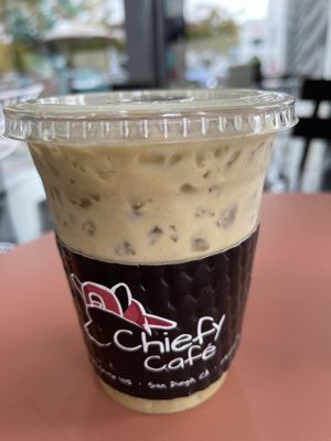 super matcha (no honey, oat milk)   at Chiefy Cafe in San Diego