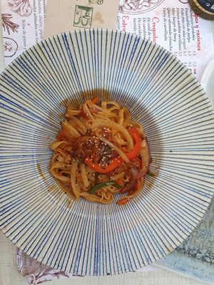 The noodle dish (boring, but still OK) at El Beso in Sevilla