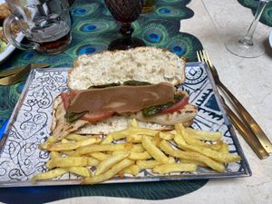 Delicious Serranito😋(with vegan mayo too).  Lots of vegan tasty options and typical Spanish. Exceptional staff and place. Definitely coming back!  at El Beso in Sevilla
