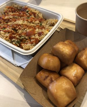 Stir fry with kimchi and golden bun   at Pop Up Wok HQ - 爆大鑊 in Newcastle Upon Tyne