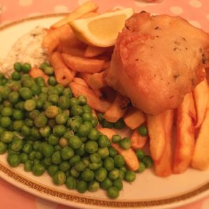 vegan fish and chips at Norman's Coach and Horses in London