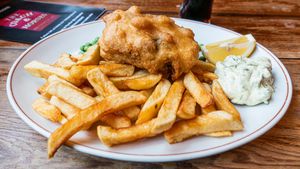 Tofush n Chips at Norman's Coach and Horses in London
