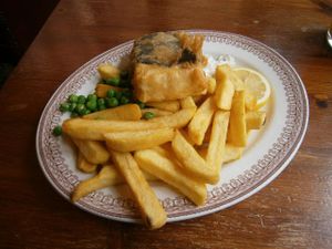 Tofush and Chips at Norman's Coach and Horses in London