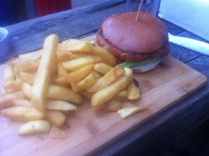 Vegan burger at Norman's Coach and Horses in London