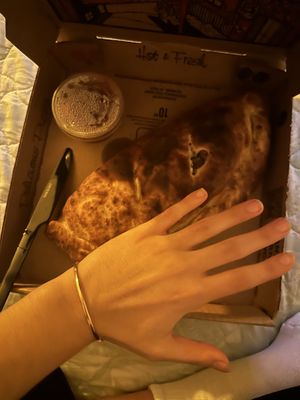 HUGE Vegan Calzone (+ 3 additions: beyond sausage, mushrooms, and red peppers)  at Humble Wood Fire Pizza in Gainesville