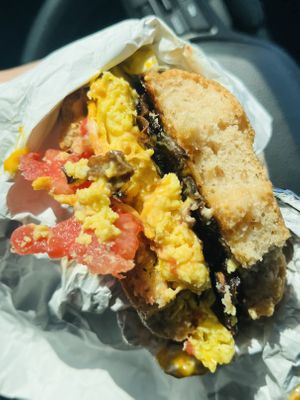 Classic egg, cheese, tomato, bacon. Gluten-free and all vegan!  at Humble Wood Fire Pizza in Gainesville