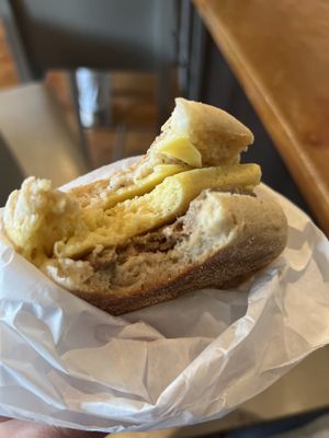 Breakfast sandwich heated up  at Caffè Umbria - Ballard in Seattle