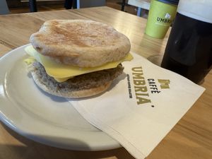 Plant based breakfast sandwich  at Caffè Umbria - Ballard in Seattle