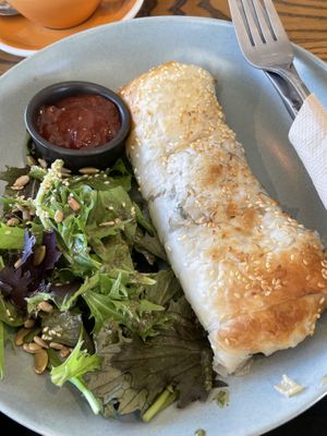 vegan filo filed with mushroom   at Coffee Culture Kaiapoi in Kaiapoi