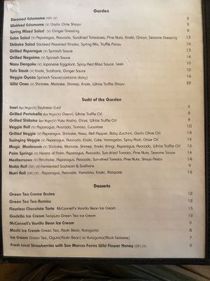 Menu  at Arigato Sushi in Santa Barbara