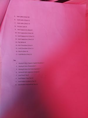 Drinks menu at Ola Lina in Kuala Lumpur