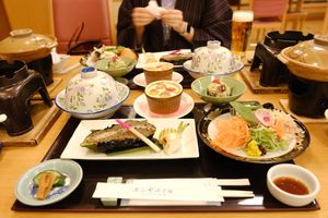 vegan dinner at Ōwani Onsen Fujiya Hotel in Owani