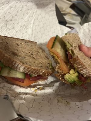 This Smashed Chick/Avo Sandwich sandwich was absolutely delicious. I definitely need to start making myself sandwiches like this. I would eat this again!  at The Green Bar in Hamilton