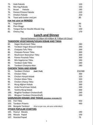 Menu 2 at Cafe Kashish in Palolem