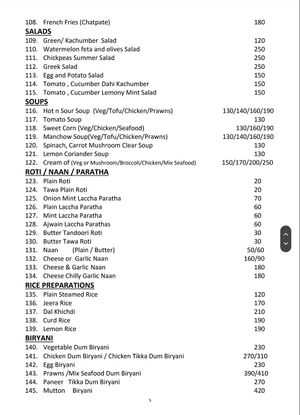 Menu 3 at Cafe Kashish in Palolem