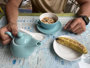 Müsli mit Sojamilch und Banane   at Cafe Kashish in Palolem