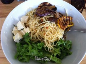 Vegan pasta with grilled veg & 'feta' tofu at The Depanneur in Toronto