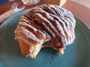Best cinnamon roll in the world! at Buen Confidente in Merida