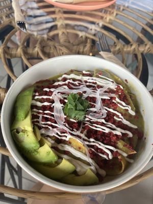 Chilaquiles verdes   at Buen Confidente in Merida