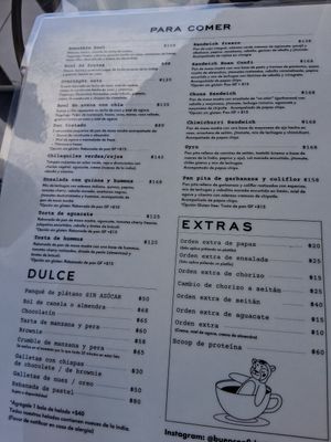 Menu at Buen Confidente in Merida