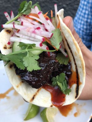 Mock duck tacos at Muddy Waters Bar and Eatery in Minneapolis