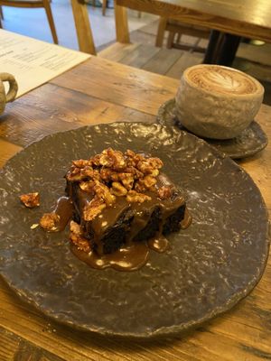 Chocolate walnut brownie, made with cauliflower  at Honest Greens - Chiado in Lisbon