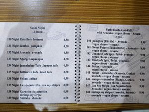 Menu 8 - Sushi nigiri and inside-out-rolls. at Umi Vegan in Berlin