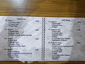 Menu 10 - sushi menus. at Umi Vegan in Berlin