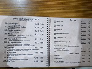Menu 15 - long drinks, coctails, tee and coffee. at Umi Vegan in Berlin