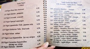 Menu page at Umi Vegan at Umi Vegan in Berlin